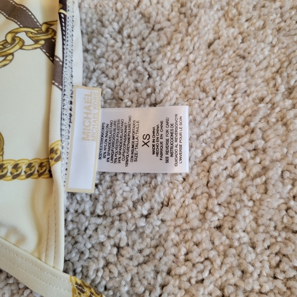 Michael Kors Chain Emblem Bikini Set Top and Bottom Tan Gold XS Extra Small - Picture 2 of 4